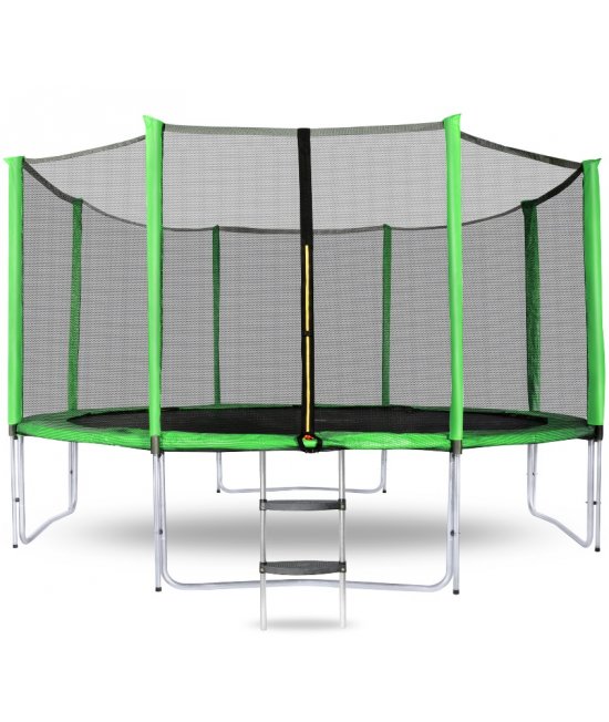 Aga SPORT PRO Trampolína 366 cm Light Green + ochranná sieť + schodíky